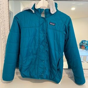 Patagonia Kids Teal Jacket Coat Girls Boys Size 12 Reversible